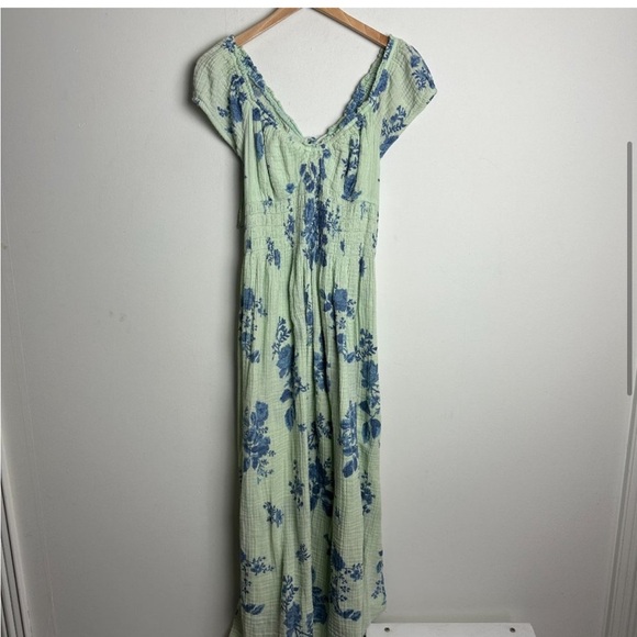 Free People Forget Me Not Blue Floral Midi Dress Sz XL NWT - Picture 4 of 7